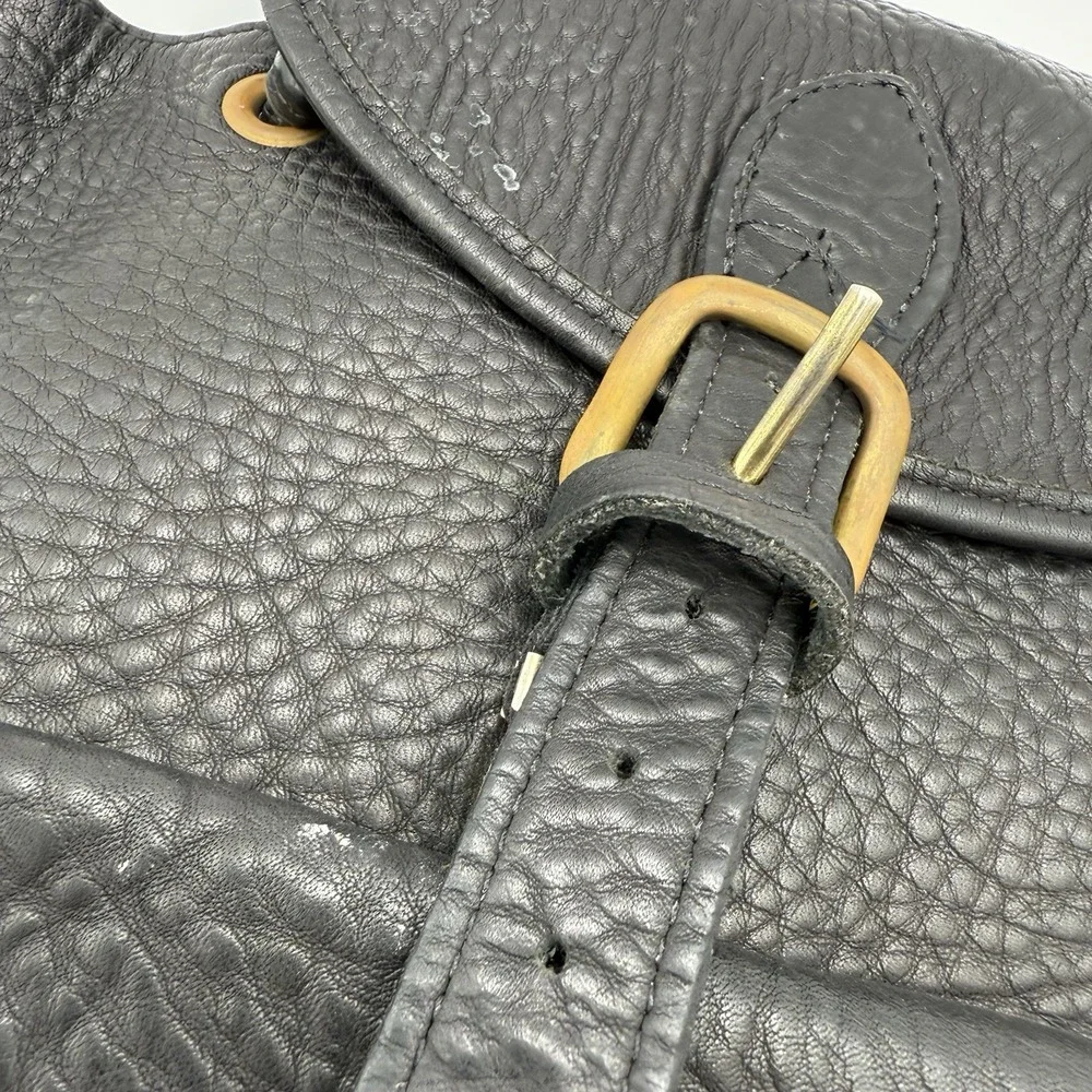 VTG Genuine Leather Rucksack Backpack Black Travel 12